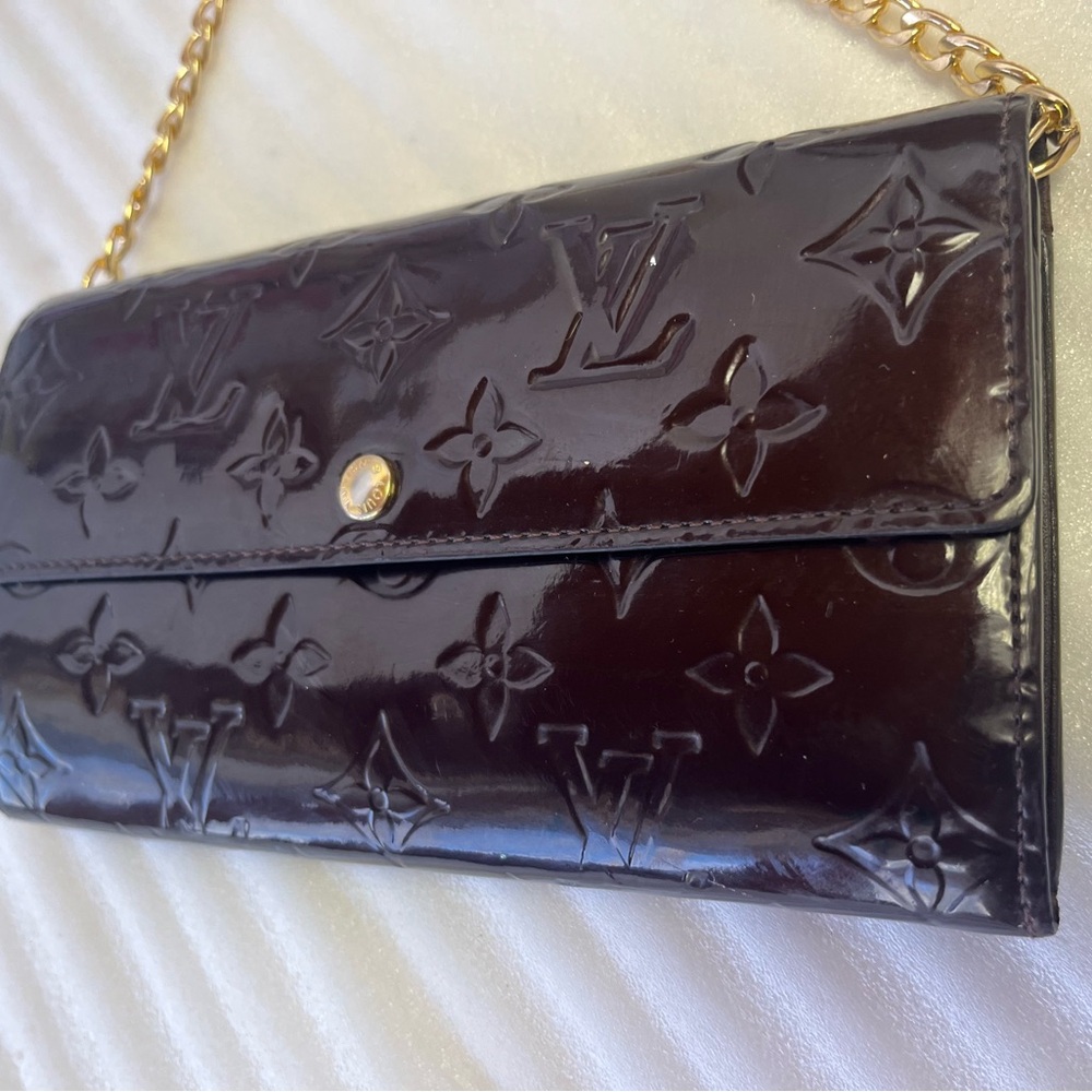 LV Amarante Vernis Long Wallet Louis Vuitton Sara Long Wallet LV Purple